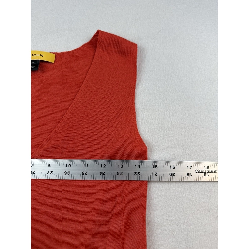 St John Orange V Neck Top Sleeveless Tank Sweater Knit 100% Wool Size M - Picture 6 of 10